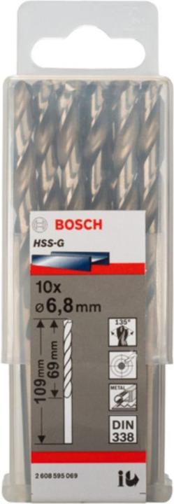 Produktbild Bosch Professional Zubehör PRO Metal HSS-G Spiralbohrer, 6,8 x 69 x 109 mm (6.8 mm)