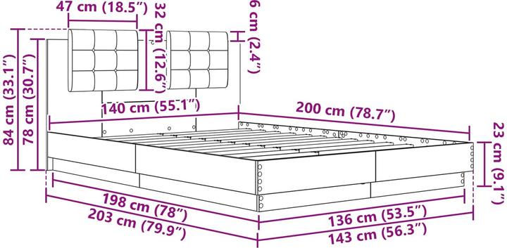 Actual product image vidaXL Bettrahmen (140 x 200 cm)