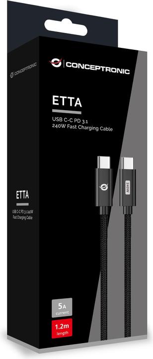 Image du produit Conceptronic Câble USB-C 3.1 -> C St/St 2.00m 5A 480Mbps sw (2 m, USB 2.0, 240 W)