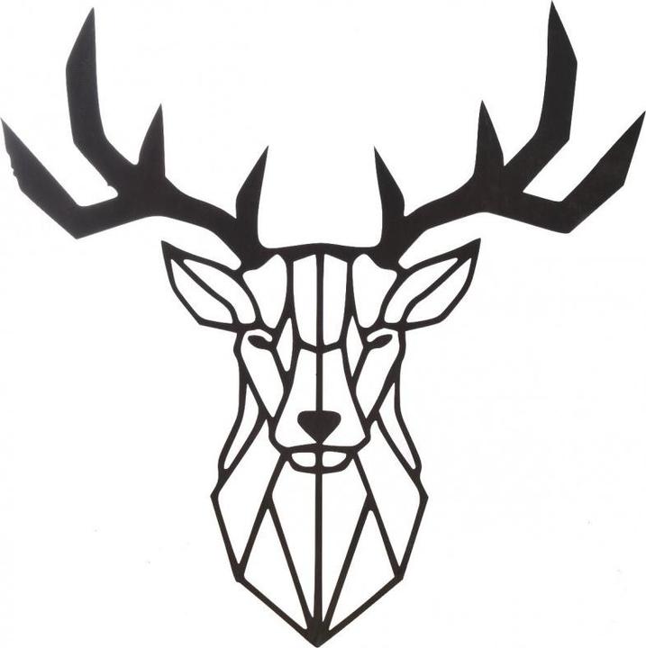 Holzecke Wanddekoration Aus Holz Hirsch Schwarz 45x45 (45 x 45 cm)