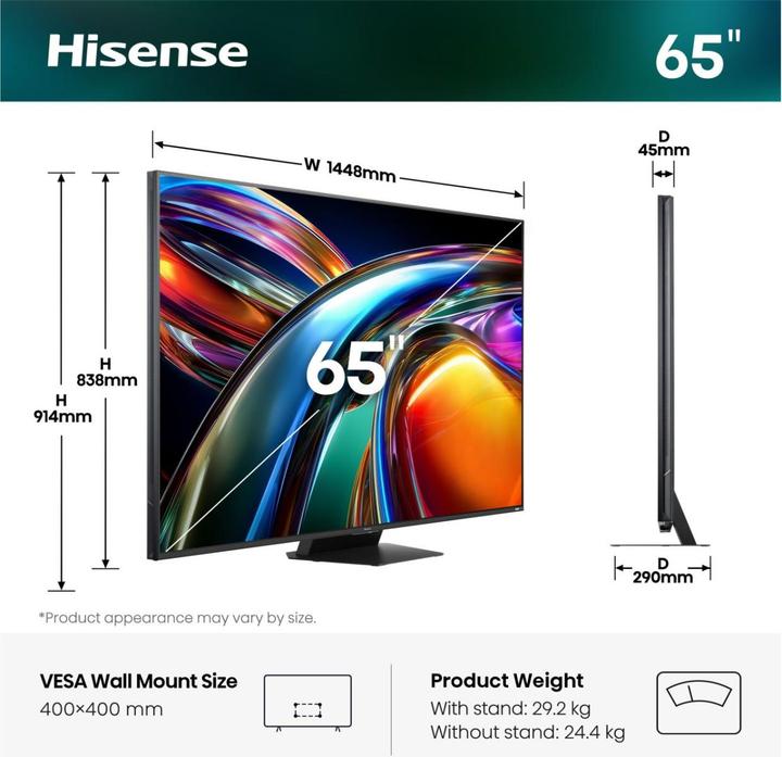Produktbild Hisense TV 65UR9DS 65" RGB Mini LED 4K (65", LED, QLED, 4K, 2026)