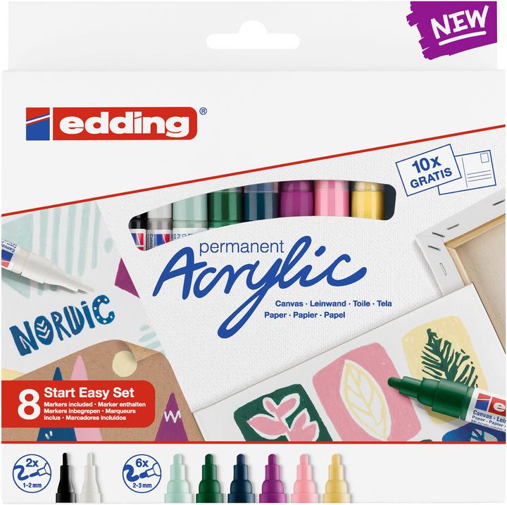 Acrylmarker Starter Set 8-teilig (Mehrfarbig, 10 mm, 8 x)