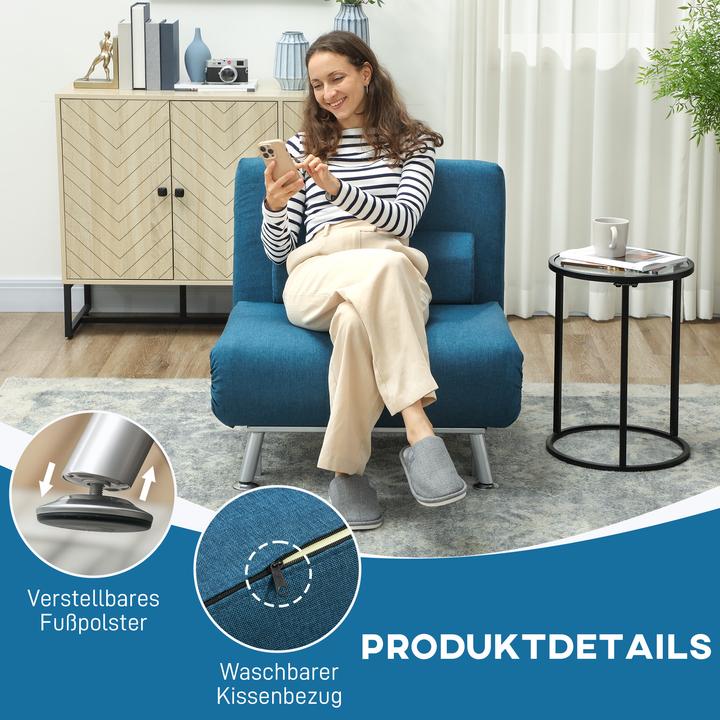 Immagine prodotto Homcom Schlafsessel Polyester, Stahl Blau