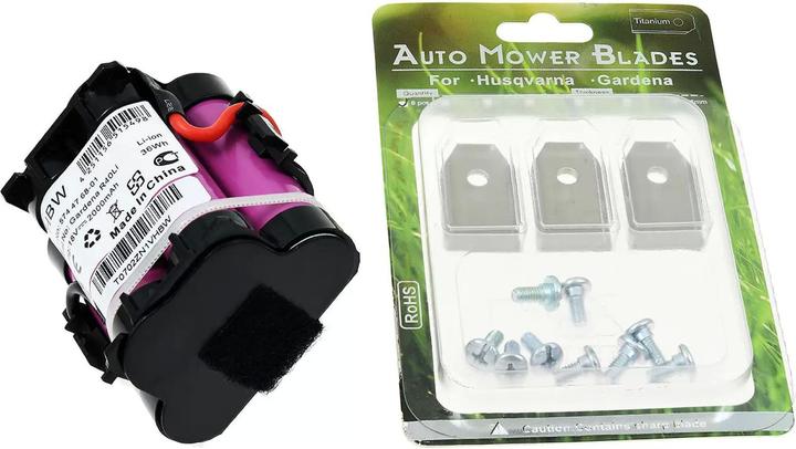 Image du produit AccuCell Standardakku für Mähroboter Gardena R40Li/R45Li / R70Li inkl. 9x Ersatz-Messer (18 V)