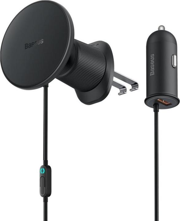 Productafbeelding Baseus Magnetische autotelefoonhouder CW01 aan ventilatierooster met autolader USB-A, 15W + 25W (zwart)