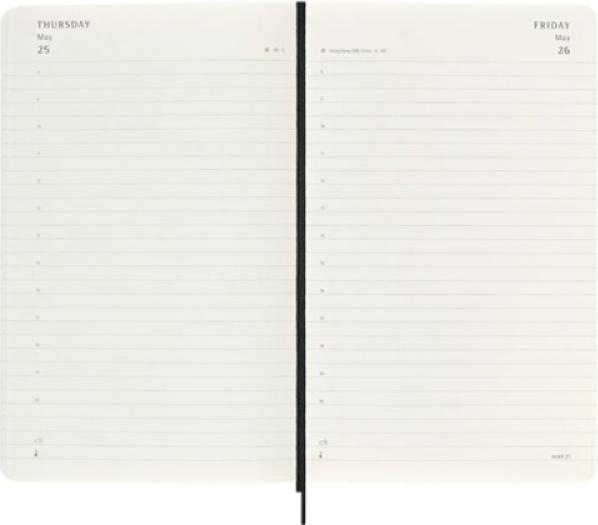 Productafbeelding Moleskine 18 maanden dagelijkse notitiekalender 2024/2025, L/A5, zachte kaft, zwart (A5, Engels)