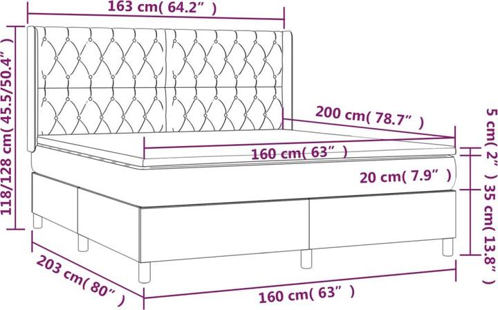 Produktbild vidaXL Boxspringbett (160 x 200 cm)
