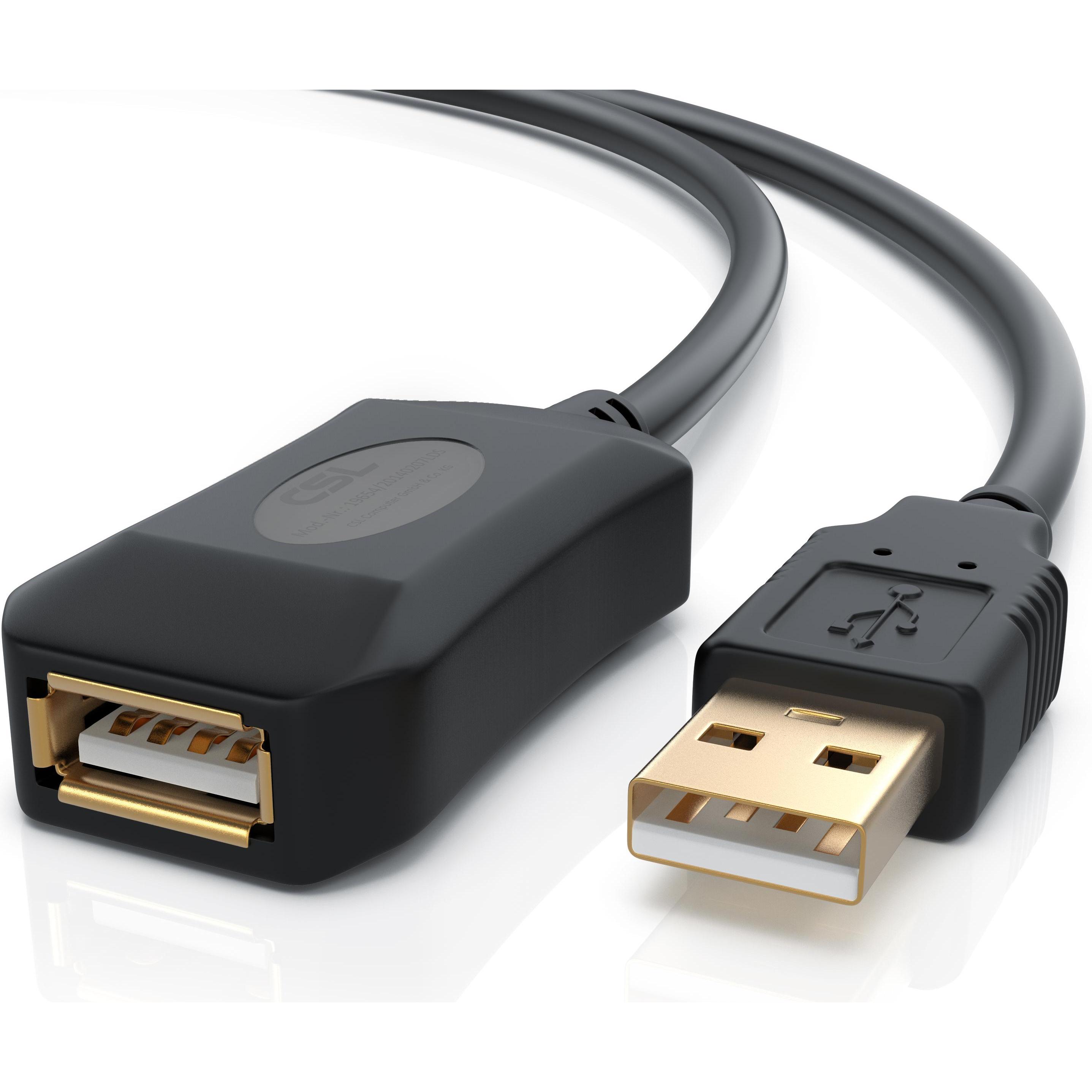 CSL USB 2.0 Repeaterkabel - Verstärker - Verlängerungskabel - Repeater Kabel mit Signalverstärkung (10 m, USB 2.0), USB ...