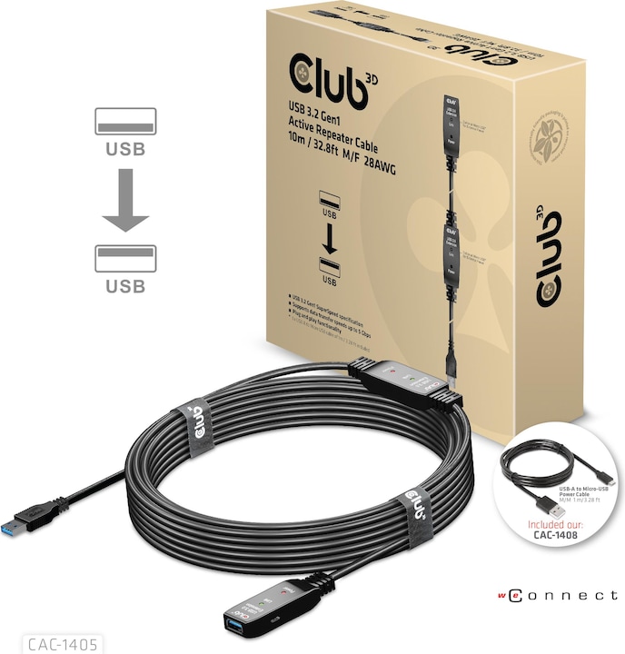 Actual product image Club 3D USB A – USB A (10 m, USB 3.2)