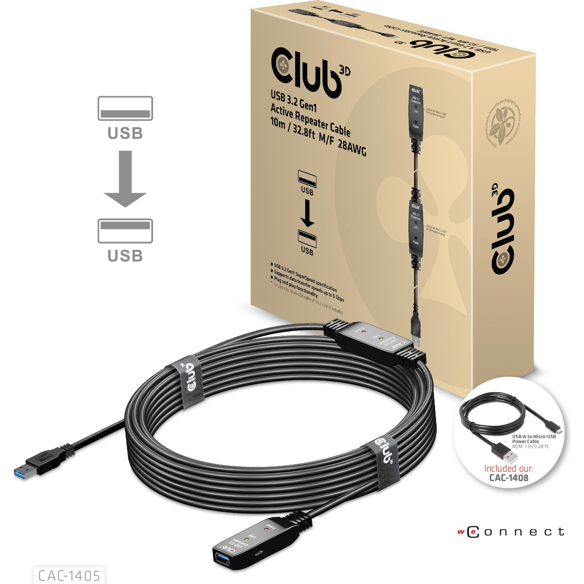 Thumbnail - Club 3D USB A – USB A (10 m, USB 3.2), USB Kabel