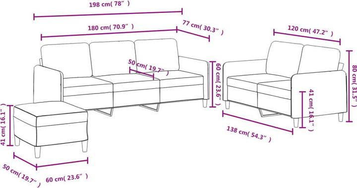 Produktbild vidaXL Sofagarnitur (2-Sitzer, 3-Sitzer)