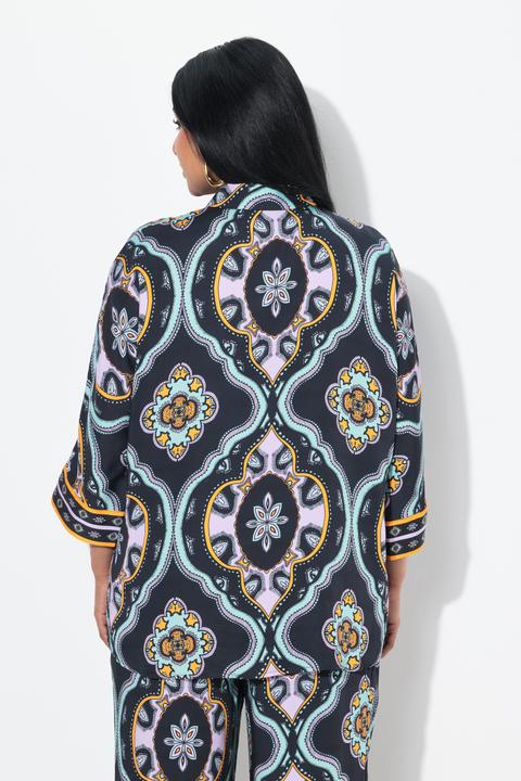 Produktbild Ulla Popken Bluse, Ornamente, oversized, Hemdkragen, 3/4-Arm (58)