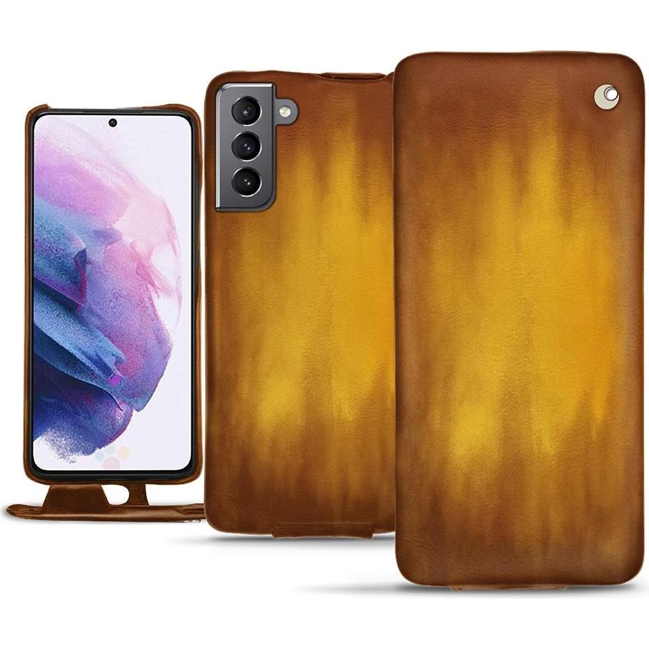 Noreve Lederschutzhülle vertikal (Samsung Galaxy S21), Smartphone Hülle, Gold