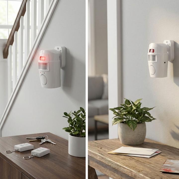 Produktbild Casativo 2er-Set Bewegungsmelder mit Alarmfunktion und zwei Fernbedienungen, 105db (5 m)