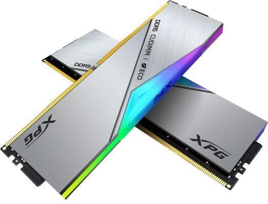 Produktbild Adata CUDIMM 48 GB DDR5-9200 (2x 24 GB) Dual-Kit (silber, AX5CU9200C4224G-DCLACRSG, XPG Lancer Neon RGB) (2 x 24GB, 9.20 MHz, DDR5-RAM, CU-DIMM)