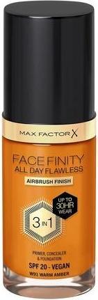 Image du produit Max Factor Fond de teint Facefinity All Day Flawless 3 In 1 W91-Warm Amber 30ml (Nº W91 Ambre chaud)