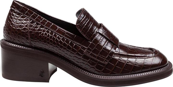 Actual product image Jimmy Choo tylor loafer in crocodile print leather, chocolate color (36)