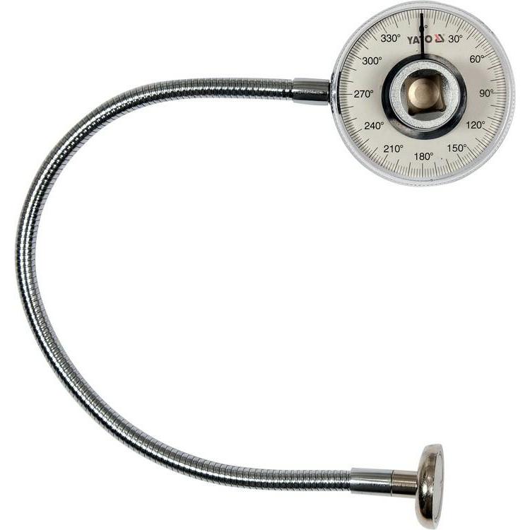 Yato, Drehmomentschlüssel, Profi Drehwinkelmesser mit Magnetarm, 1/2“ (12,5 mm), 0-360° Scala, Innen-Vierkant Aussen-Vie...