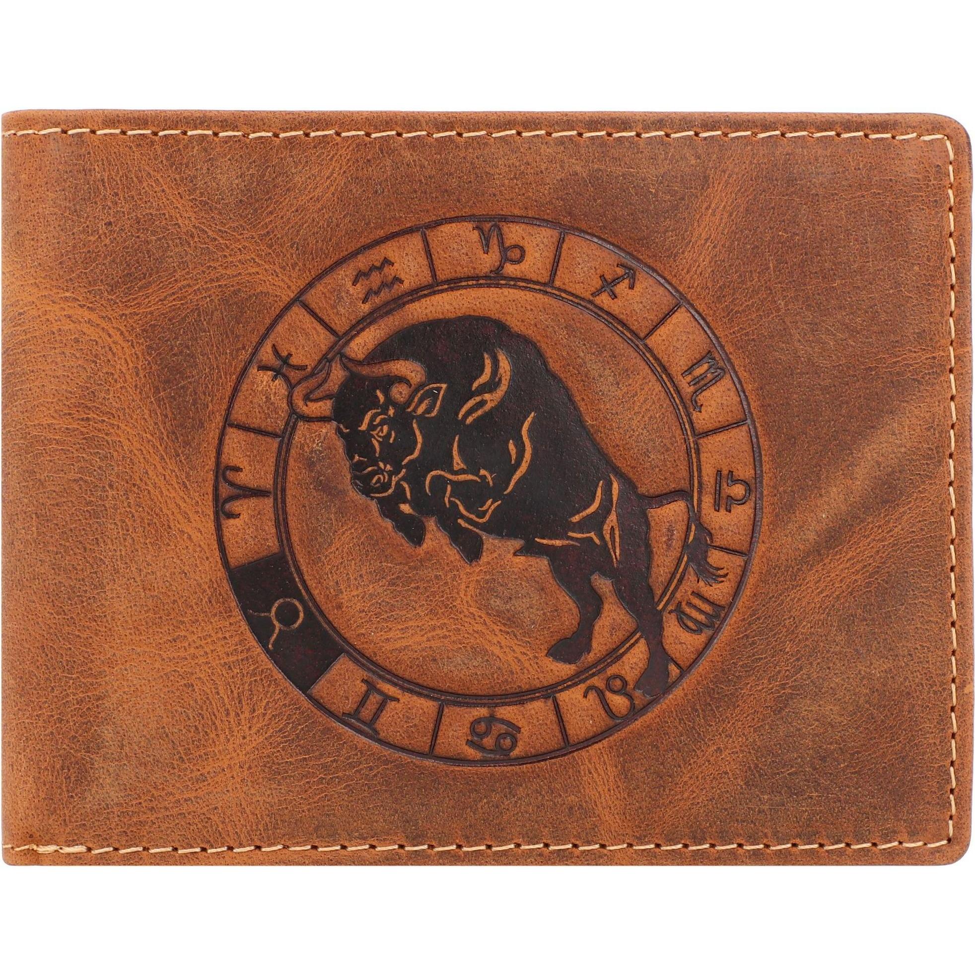 Thumbnail - Greenburry, Herren, Portemonnaie, Vintage Sternzeichen Geldbörse Leder 12 cm, Braun