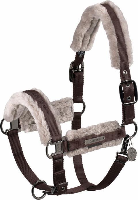 Eskadron Double Pin Girth Fauxfur Headcollar Platinum 24 Teak Brown