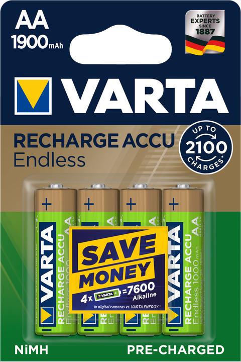 Actual product image Varta Recharge Accu Endless (4 pcs., AA, 1900 mAh)