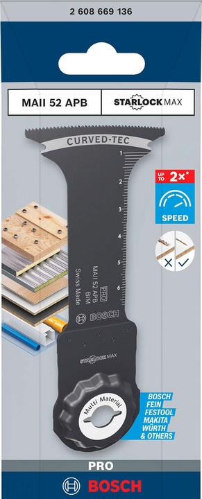 Produktbild Bosch Professional Zubehör PRO MAII 52 APB Blatt für Multifunktionswerkzeuge, 52 x 75 mm