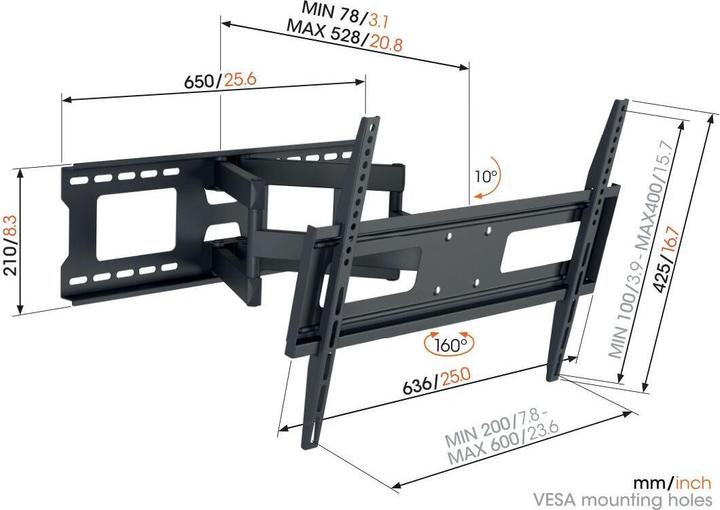 Produktbild Vogels MA4040, dvojité TV rameno se 4 klouby pro 40-77" (Wand, 35 kg, 40" - 77")