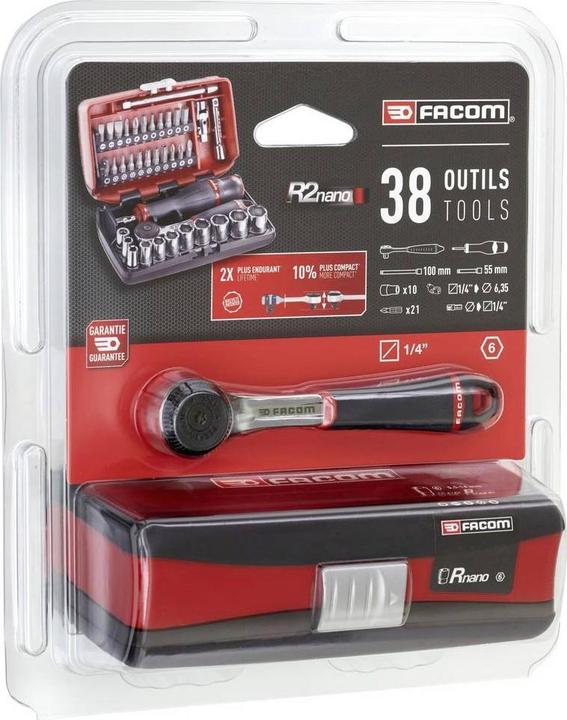 Actual product image Facom Socket wrench set metric 1/ (1/4", 10 mm, 11 mm, 12 mm, 13 mm, 14 mm, 6 mm, 7 mm, 8 mm, 9 mm)