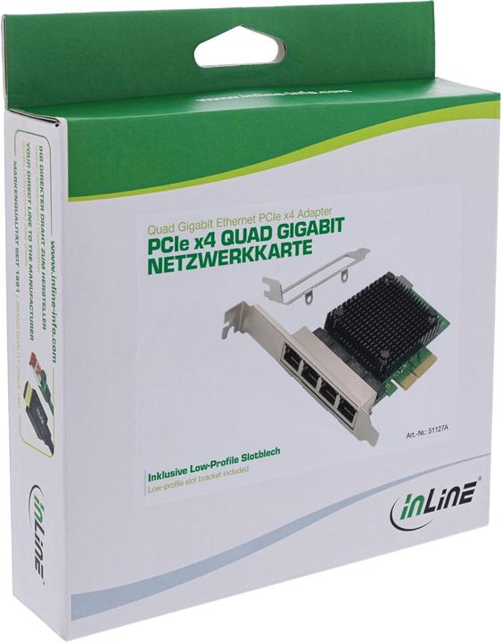 Actual product image InLine Quad Gigabit network card, 4x RJ45 2.5Gb/s, PCIe x4, incl. low profile slot bracket (PCIe)