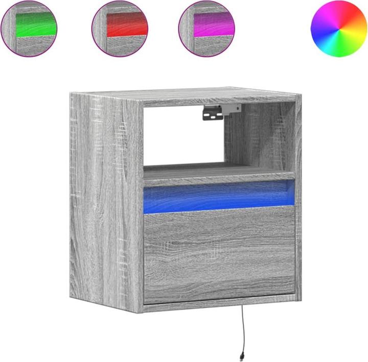 Image du produit vidaXL Armoire TV Armoire murale Lowboard Suspendu avec éclairage LED Gris Sonoma