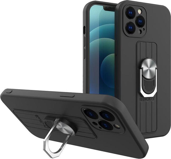Immagine prodotto Hurtel Custodia Ring Case in silicone con impugnatura per dito e base per Samsung Galaxy S22 Ultra nero (Samsung Galaxy S22 Ultra)