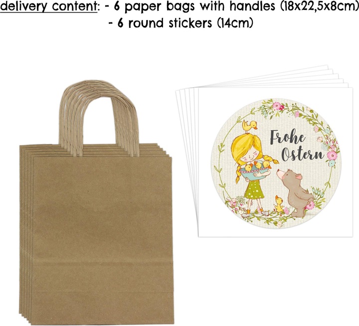 Produktbild Papierdrachen XXL Ostertüten Henkel 7- braun - packpapier (Geschenktüte, 6 x)
