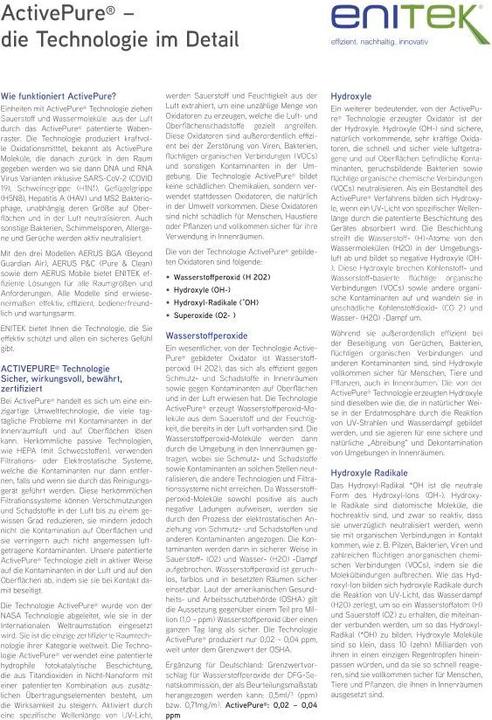 Actual product image ActivePure ENITEK Pure & Clean – Kompakter Luftreiniger mit ®-Technologie