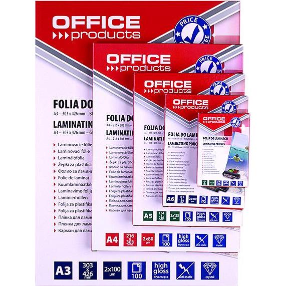 Thumbnail - Office Products, Laminierfolie, Office Produktai OFFICE PRODUKTAI LAMINIERFOLIE, A4, 2X100MIC, GLÄNZEND, 100STK, TRANSPA...