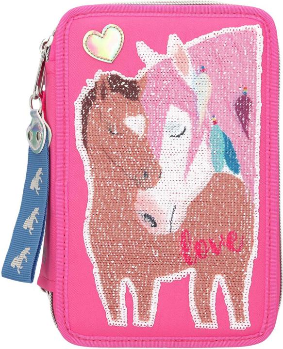 Image du produit Schmidt Spiele Miss Melody - Trousse à crayons avec paillettes de cheval 3 zips - Rose