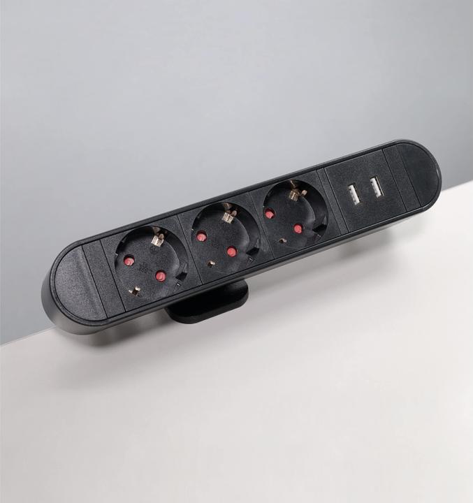 Produktbild MCP MCPOWER Tischsteckdosenleiste SK-03, 3-fach, 2x USB, Klemme, 2 m Kabel (3 x, 2 m)