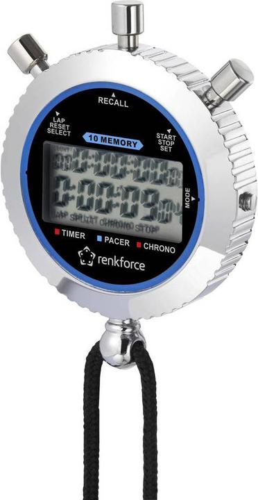 Renkforce Stopwatch digtal 500 laps Display of 3 laps simultaneously, 1/100 precision