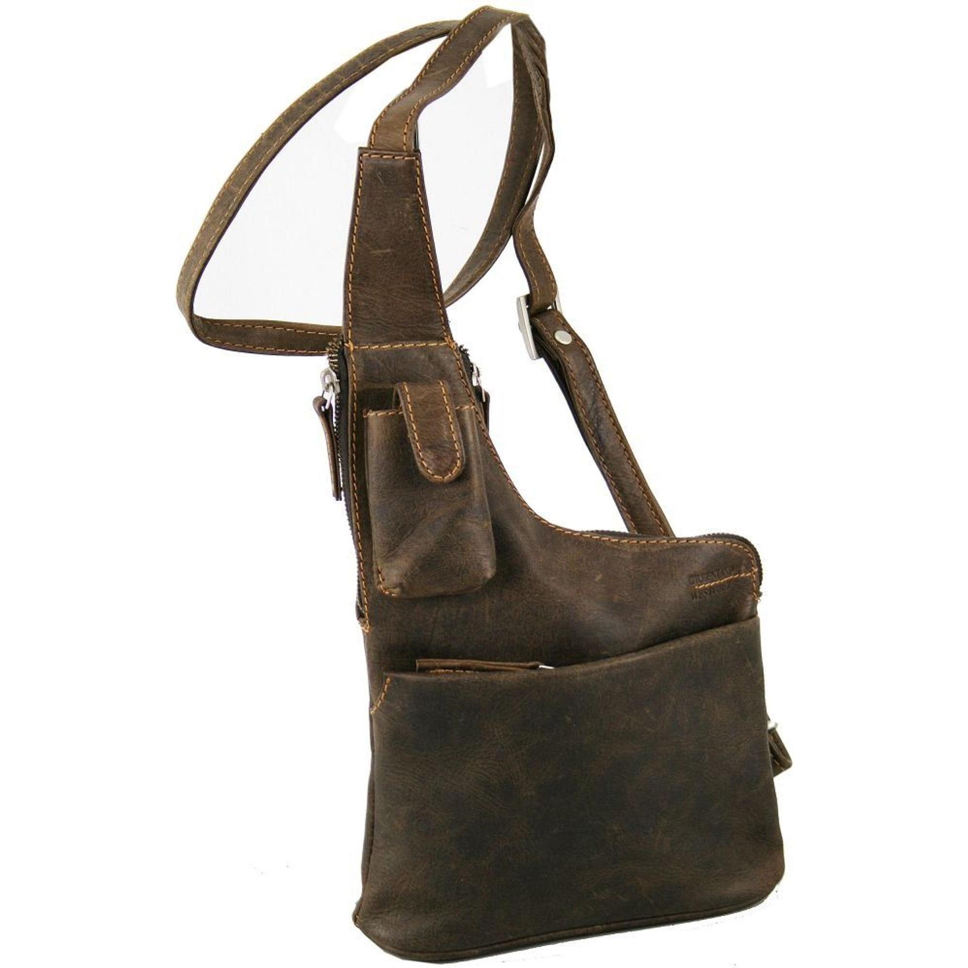Greenland Nature, Handtasche, Westcoast Umhängetasche -Bodybag Leder 20 cm, Braun