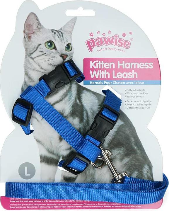 Produktbild Pawise Kitten Harness Leash-Red/Blue (L, Katze)