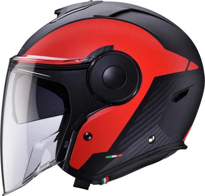 Produktbild Caberg Soho Jethelm Milano matt-schwarz / rot S (55 - 56 cm, S)