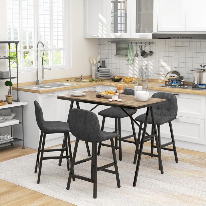 Actual product image Homcom Bartisch-Set Polyester, Spanplatte Dunkelgrau