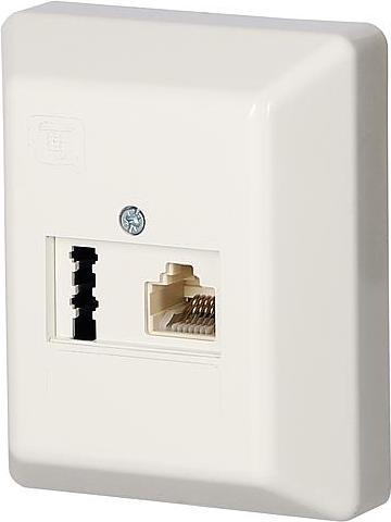 Actual product image Ze-Kom ZE 10x combi-socket UAE1x8(6)/TAE1x6F+N AP pure white, 10er VPE