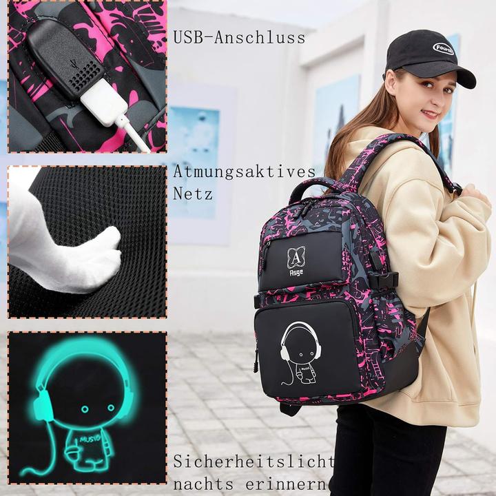Produktbild Asge Rucksack für Teenager mit Reflektoren