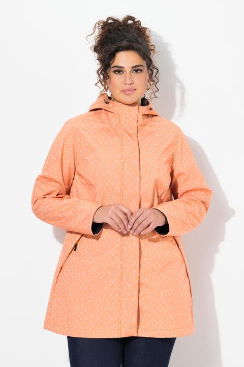 Produktbild Ulla Popken Softshell-Longjacke, wasserdicht, Regentropfen-Muster, Kapuze (42, 44)
