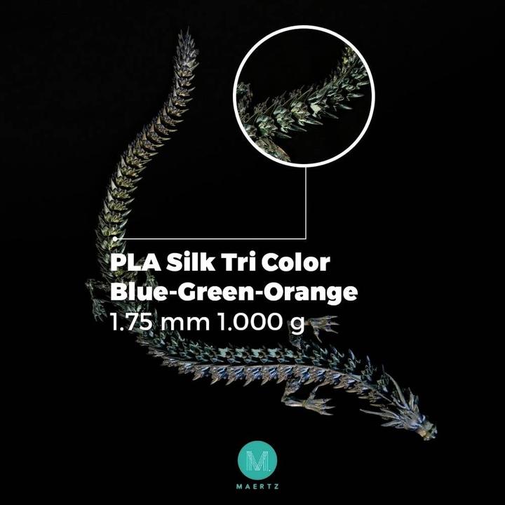Produktbild Maertz PMMA-1022-002 PMMA-1022-002 Filament PLA-Seide Seidig glänzend 1.75 mm 10 (PLA, 1.75 mm, 1000 g, Orange, Grün, Blau)