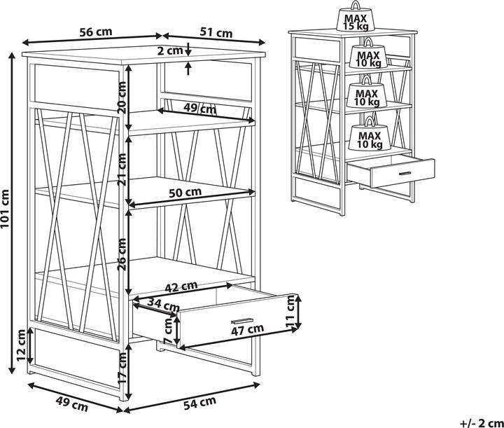 Produktbild Beliani Regal Holzoptik braun 1 Schublade KEENE (56 x 51 x 101 cm)