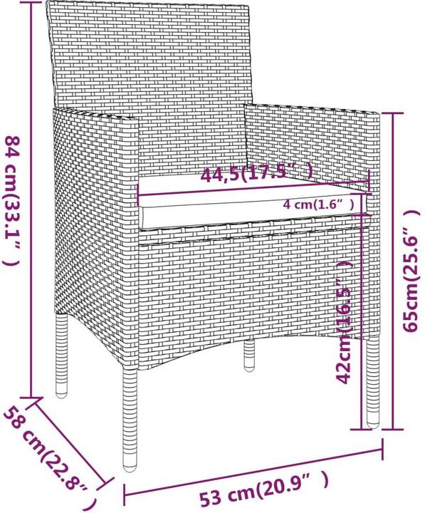 Image du produit vidaXL Garten Bistro Set (41.50 x 41.50 x 43 cm)