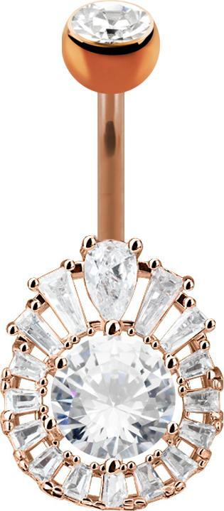 Produktbild Star Piercing Banane rosegold Prinzessin mit grossem Kristall (Messing, Chirurgenstahl 316L)