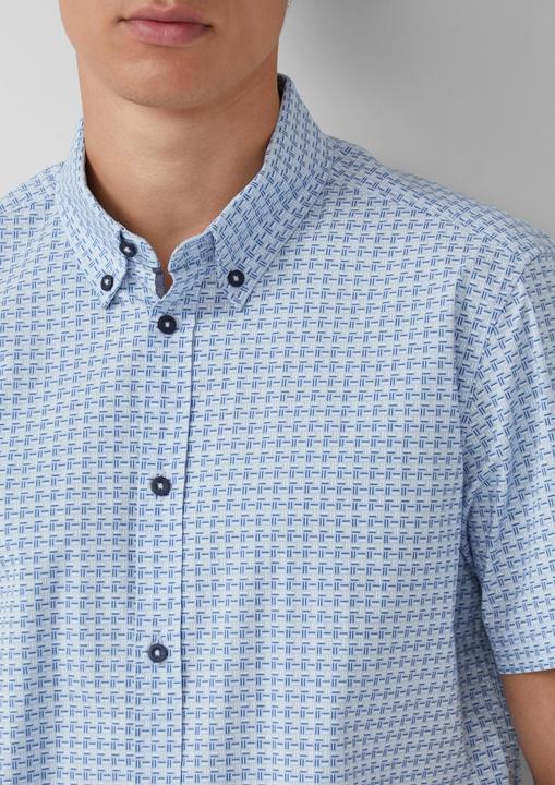 Immagine prodotto s.Oliver Hemd Regular Fit: Gemustertes Kurzarmhemd aus Baumwolle mit Button-Down-Kragen (L)
