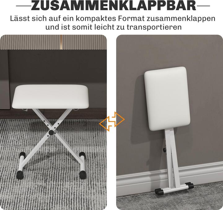 Image du produit Homcom Klavierbank Metall, Kunstleder Weiss